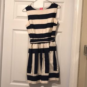Crewcuts navy blue striped cotton dress.